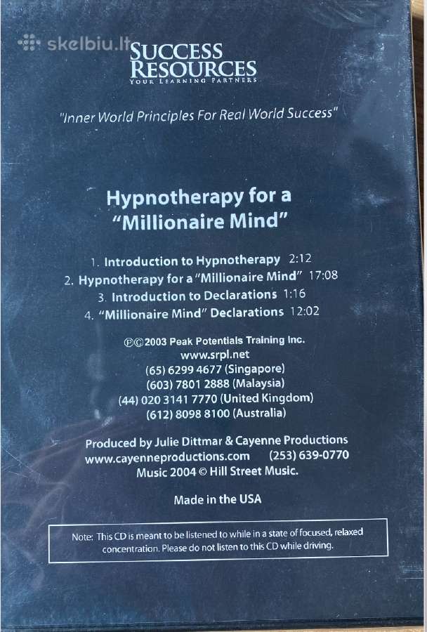 CD Hypnotherapy for a Millionaire Mind, Harv Eker - nuotraukos Nr. 2