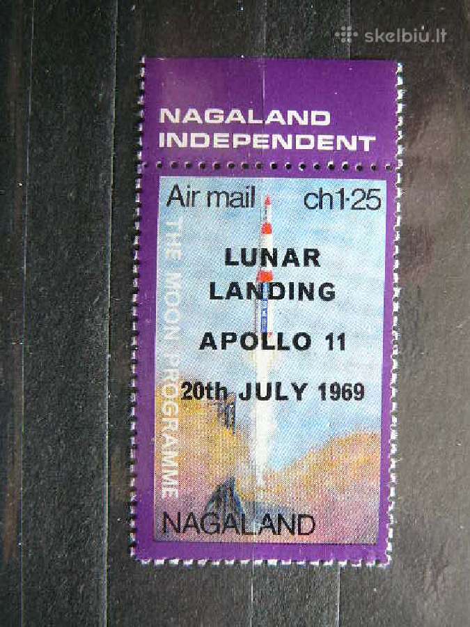 Kosmosas Apolo11 Nagaland 1969 svarus sk767s