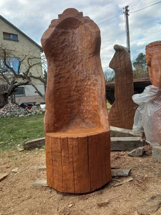 Ąžuolinis lauko krėslas-sostas. H - 145 cm.