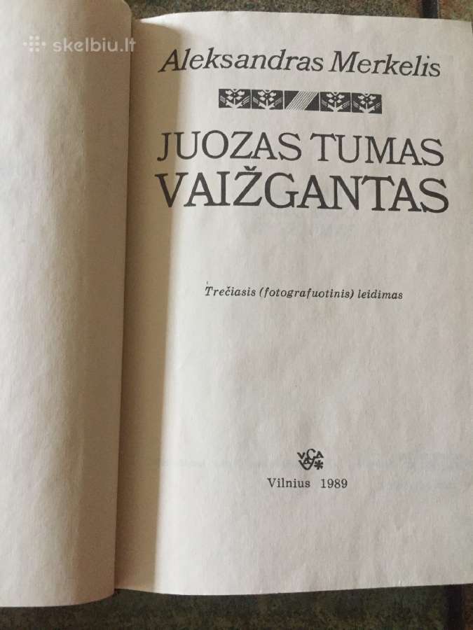 A.merkelis Juozas Tumas Vaižgantas 1989 leidimas - nuotraukos Nr. 2