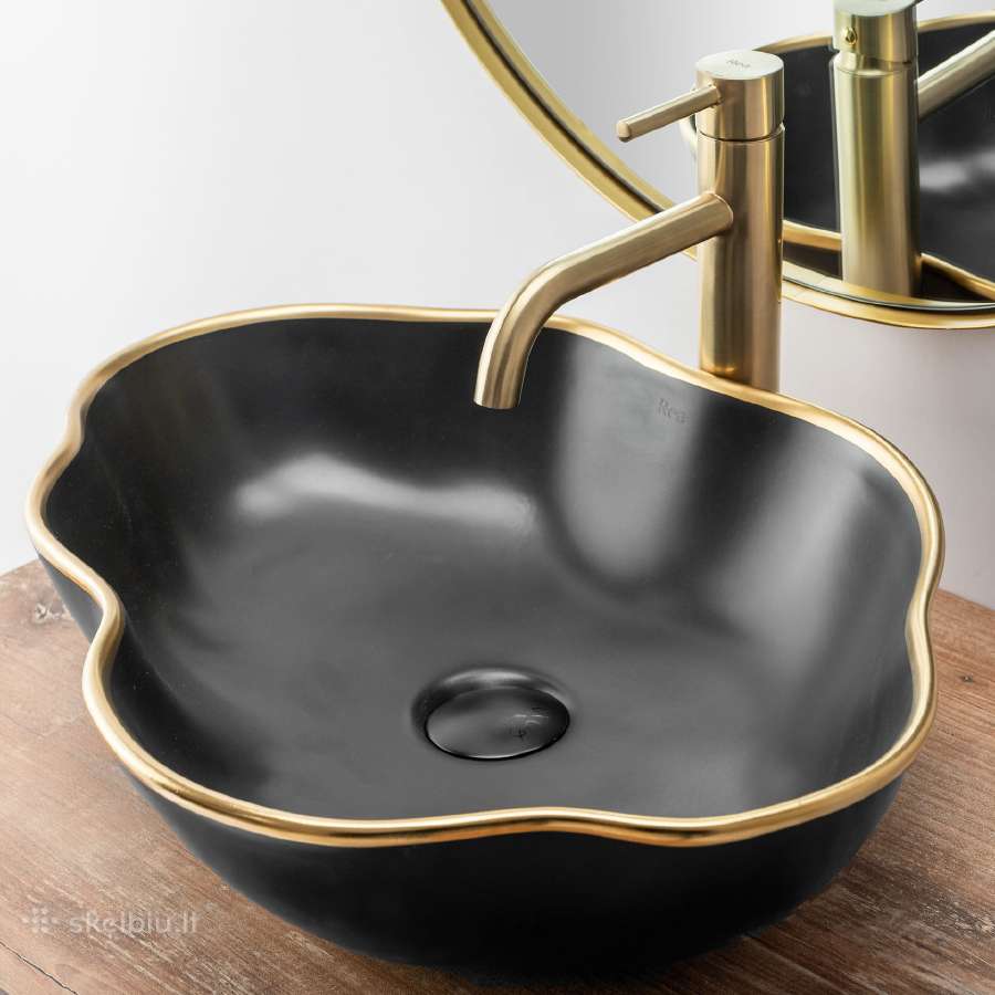 Auksinis Praustuvo maišytuvas Lungo Brushed Gold