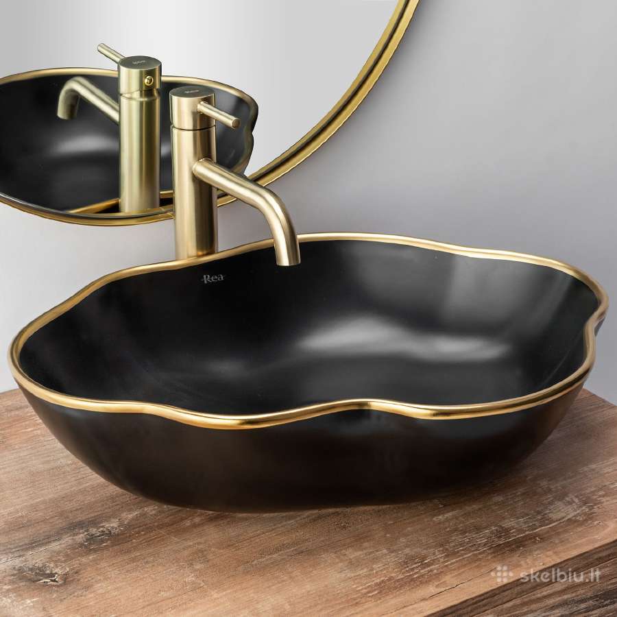 Auksinis Praustuvo maišytuvas Lungo Brushed Gold - nuotraukos Nr. 5