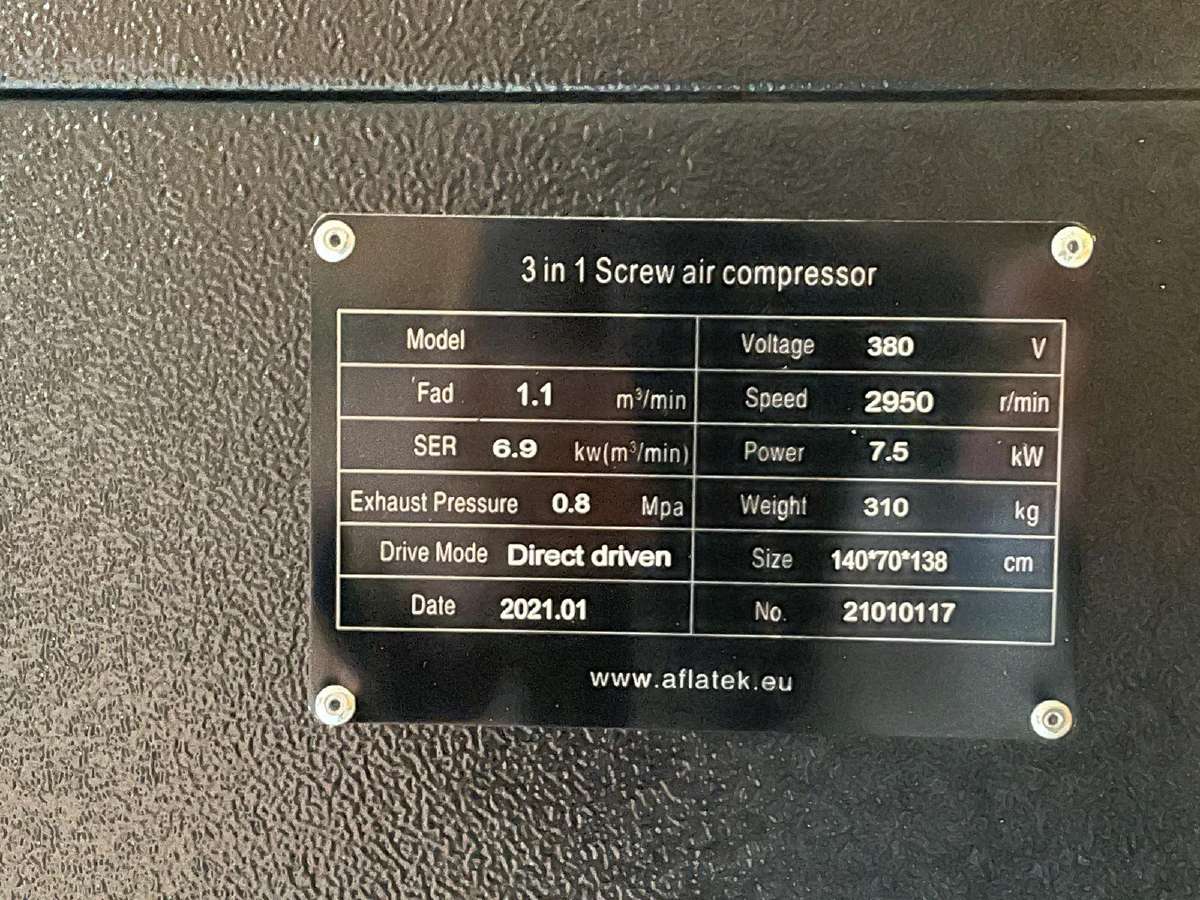 Sraigtinis oro kompresorius 3in1 Aflatek Screw10a - nuotraukos Nr. 4