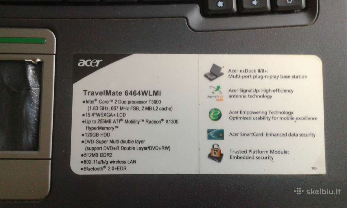 Acer Travelmate 6460 Wlmi - nuotraukos Nr. 3