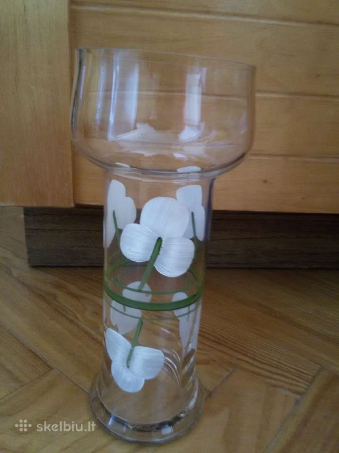 Sena,stiklinė gėlių vaza rankų darbo piešiniu - nuotraukos Nr. 7