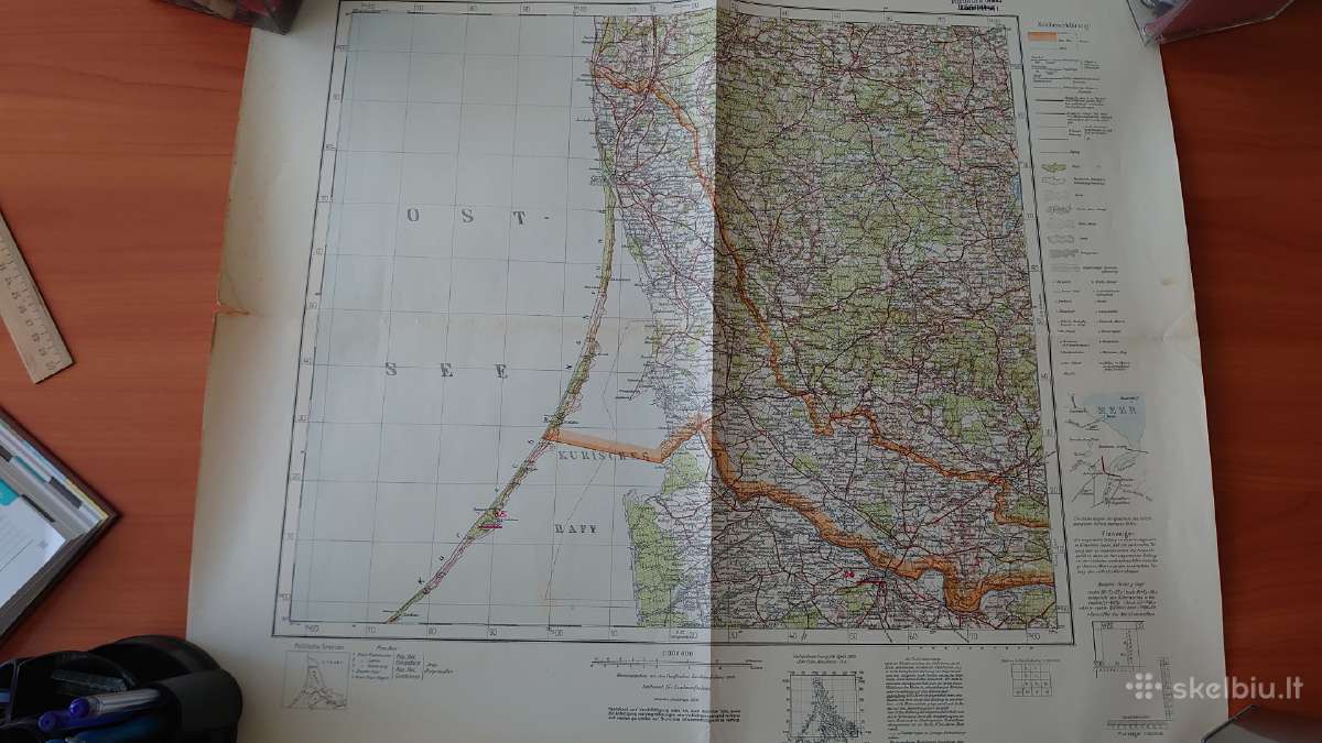 Memel, Tilsit 1928 m. originalus žemėlapis