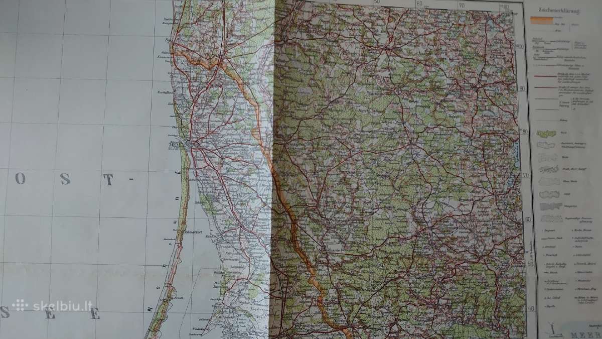 Memel, Tilsit 1928 m. originalus žemėlapis - nuotraukos Nr. 2