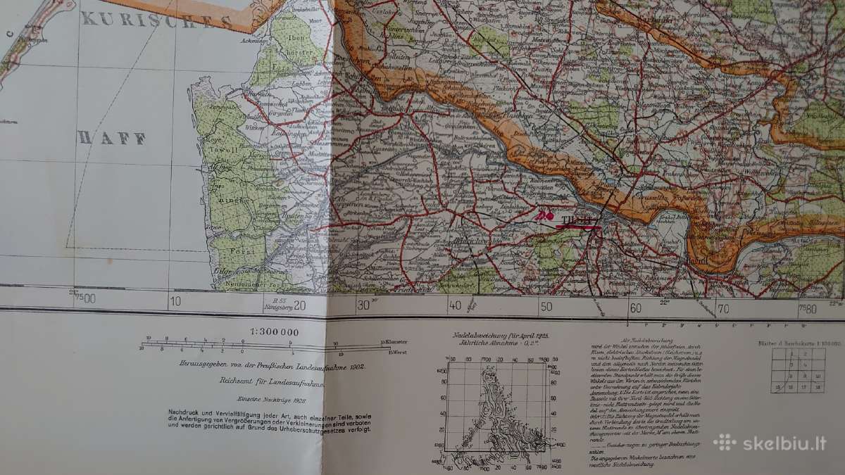 Memel, Tilsit 1928 m. originalus žemėlapis - nuotraukos Nr. 5