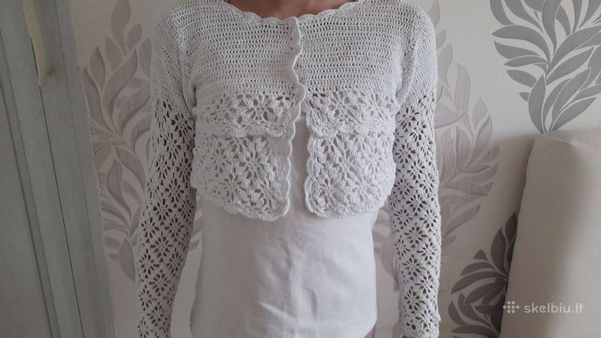 Baltas megztinis 128-134 cm