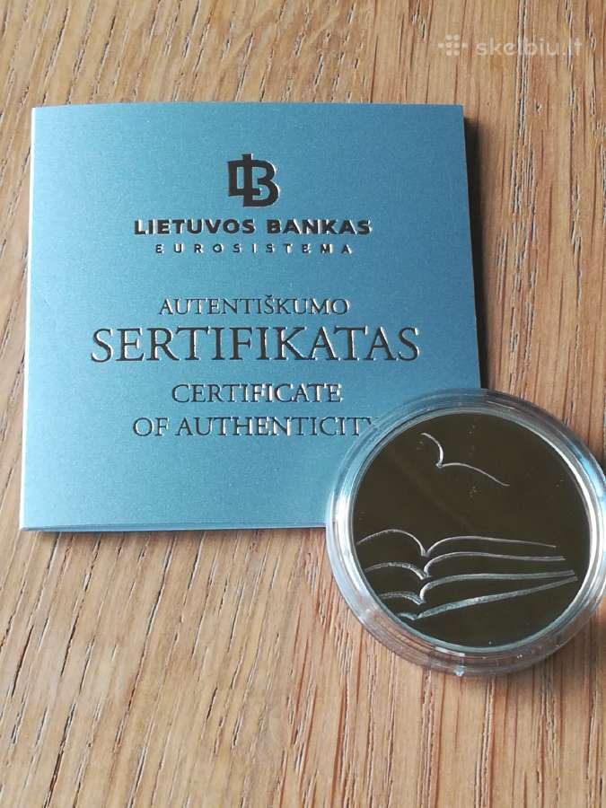 Sidabrinė moneta 5€, skirta literatūrai, 2015 m. - nuotraukos Nr. 2