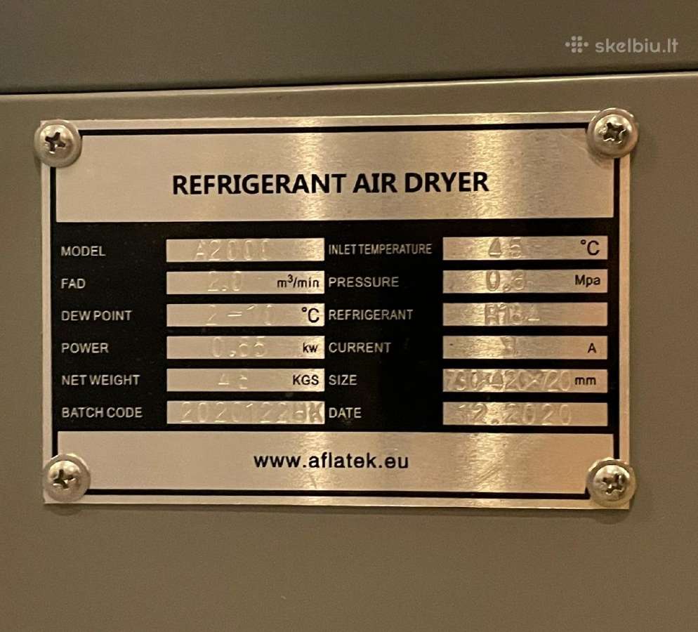 Oro sausintuvas Aflatek 2000 l/min. - nuotraukos Nr. 4
