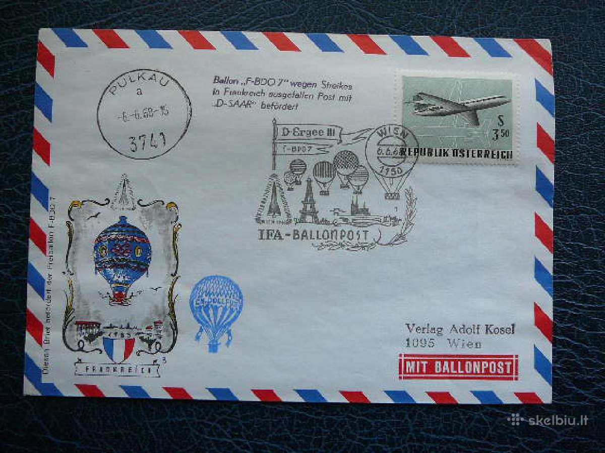 Oro balionai pastas Austrija 1968 bp315
