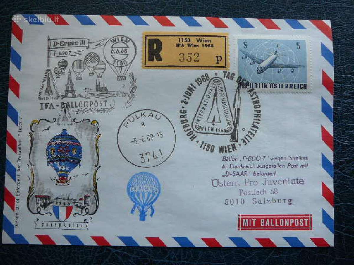 Oro balionai pastas Austrija 1968 bp316