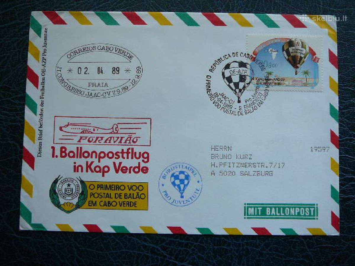 Oro balionai pastas Kap Verde 1989 bp317