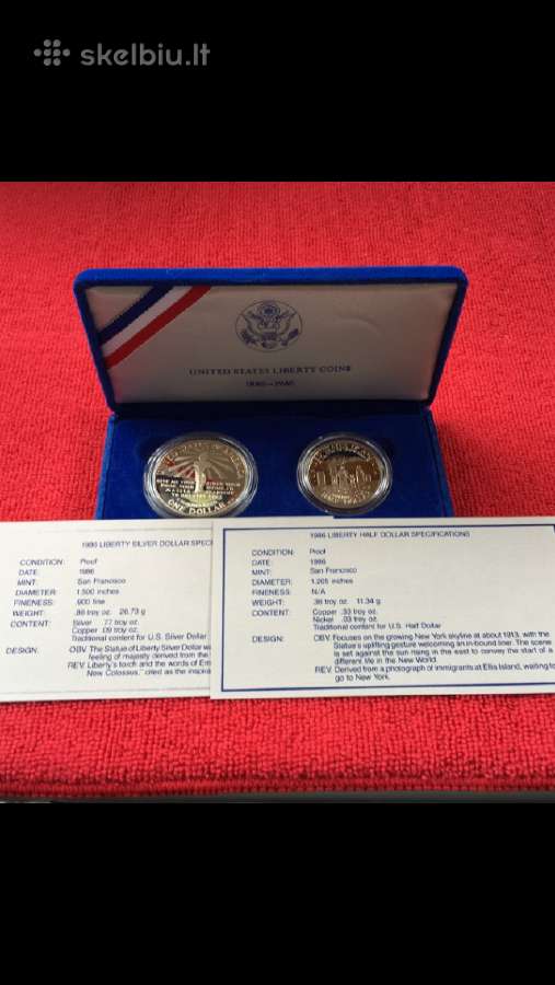 Monetos Usa 1986m, 1 dollar ir 50 centu - nuotraukos Nr. 3