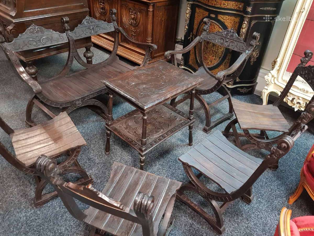 Senovinis komplektas . Sofa , stalas , krėslai. - nuotraukos Nr. 7