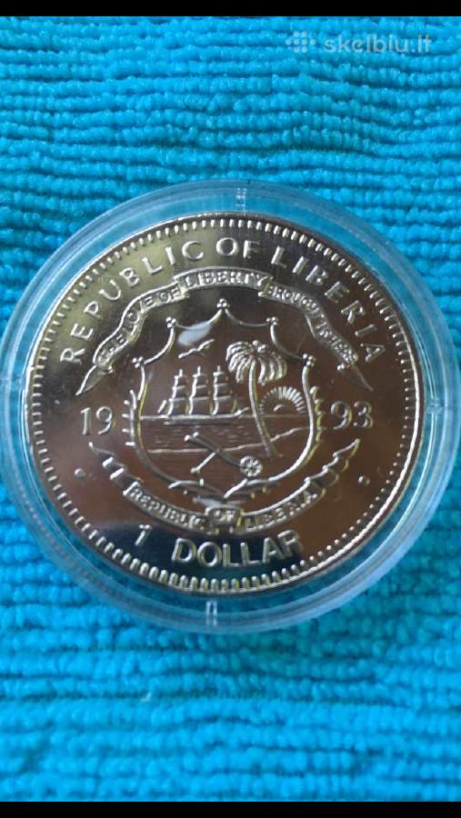 Moneta Liberia 1993m. 1 dollar, cu-ni - nuotraukos Nr. 2