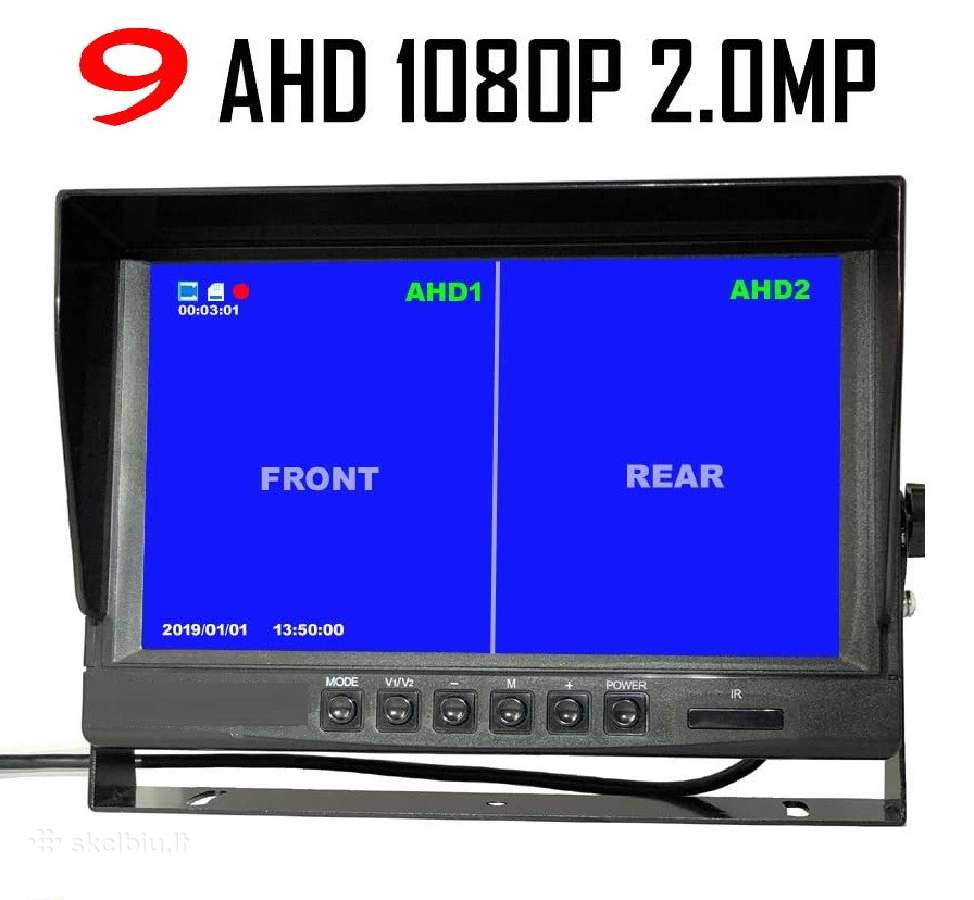 9" monitorius ir dvi galinio vaizdo kameros Fullhd - nuotraukos Nr. 2