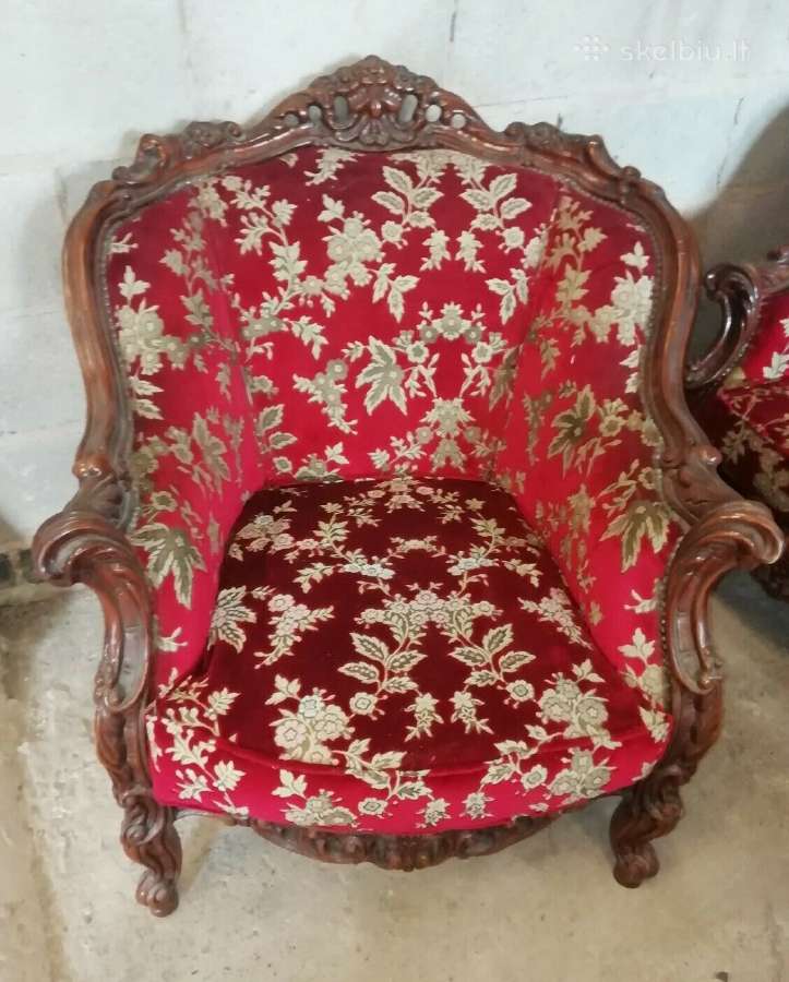 Trisede sofa ir du foteliai su drozinukais - nuotraukos Nr. 2