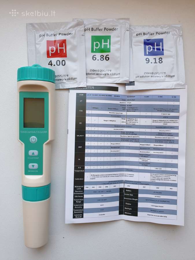 Ph,tds,temp,ec,sg,orp vandens ir skysčių matuoklis - nuotraukos Nr. 3