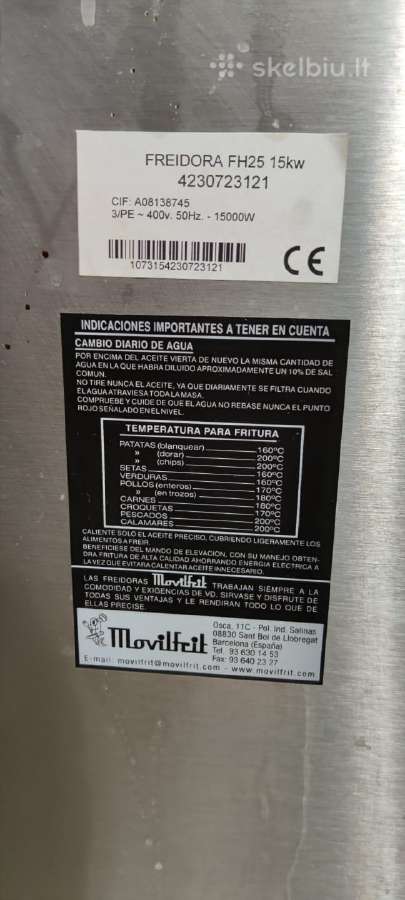 Pramoninė fritiūrinė Freidora fh25 15 kw. - nuotraukos Nr. 3