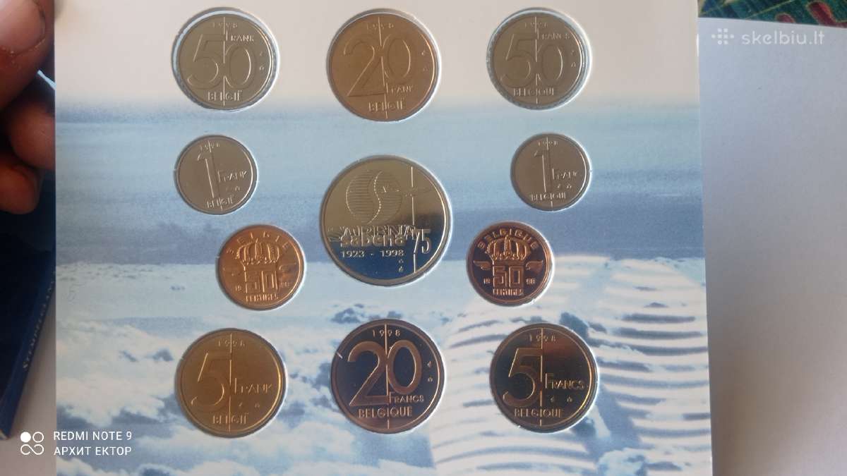 Belgijos monetu rinkinis Sabena75 - nuotraukos Nr. 6