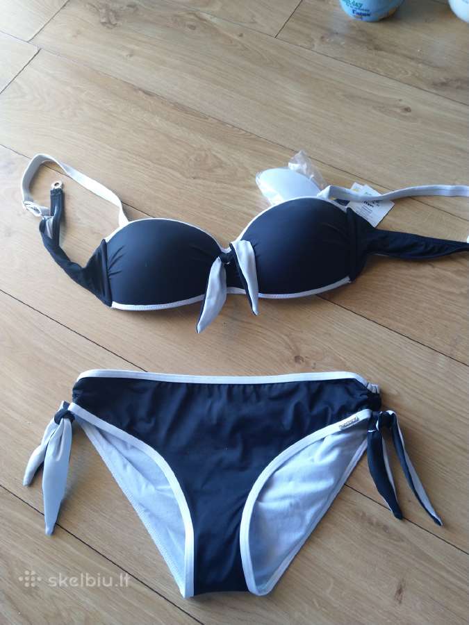 Naujas juodai baltas maudymosi kostiumelis bikinis - nuotraukos Nr. 2