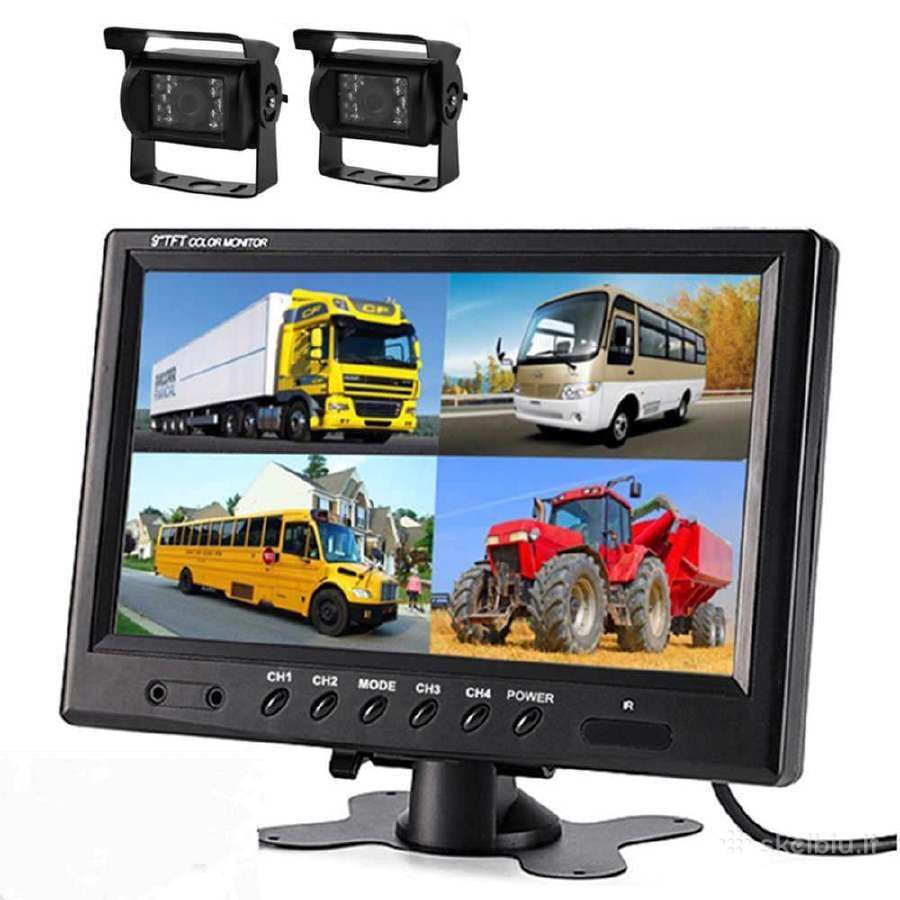 Dvi galinio vaizdo parkavimosi kameros ir monitori