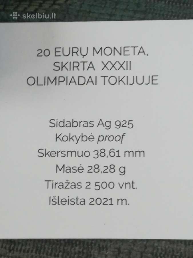Sidabrinė moneta Olimpiadai Tokijuje - nuotraukos Nr. 2