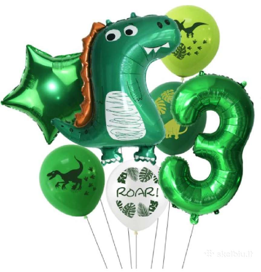 Balionų rinkinys su dinozauru
