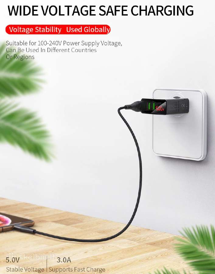 3 prievadų Usb išmanusis greito krovimo kroviklis - nuotraukos Nr. 5