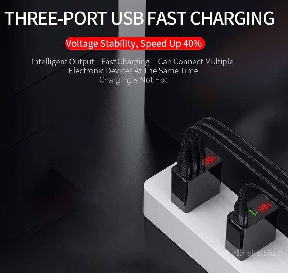 3 prievadų Usb išmanusis greito krovimo kroviklis - nuotraukos Nr. 9