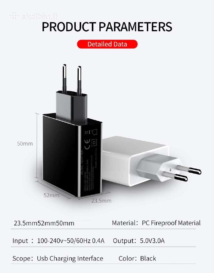 3 prievadų Usb išmanusis greito krovimo kroviklis - nuotraukos Nr. 10