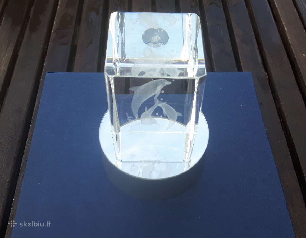 Krištolinis delfinų modelis 3D