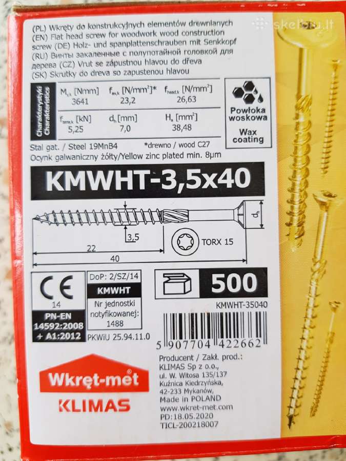 Parduodami medsraigčiai 3,5x40, Torx 15 - nuotraukos Nr. 2