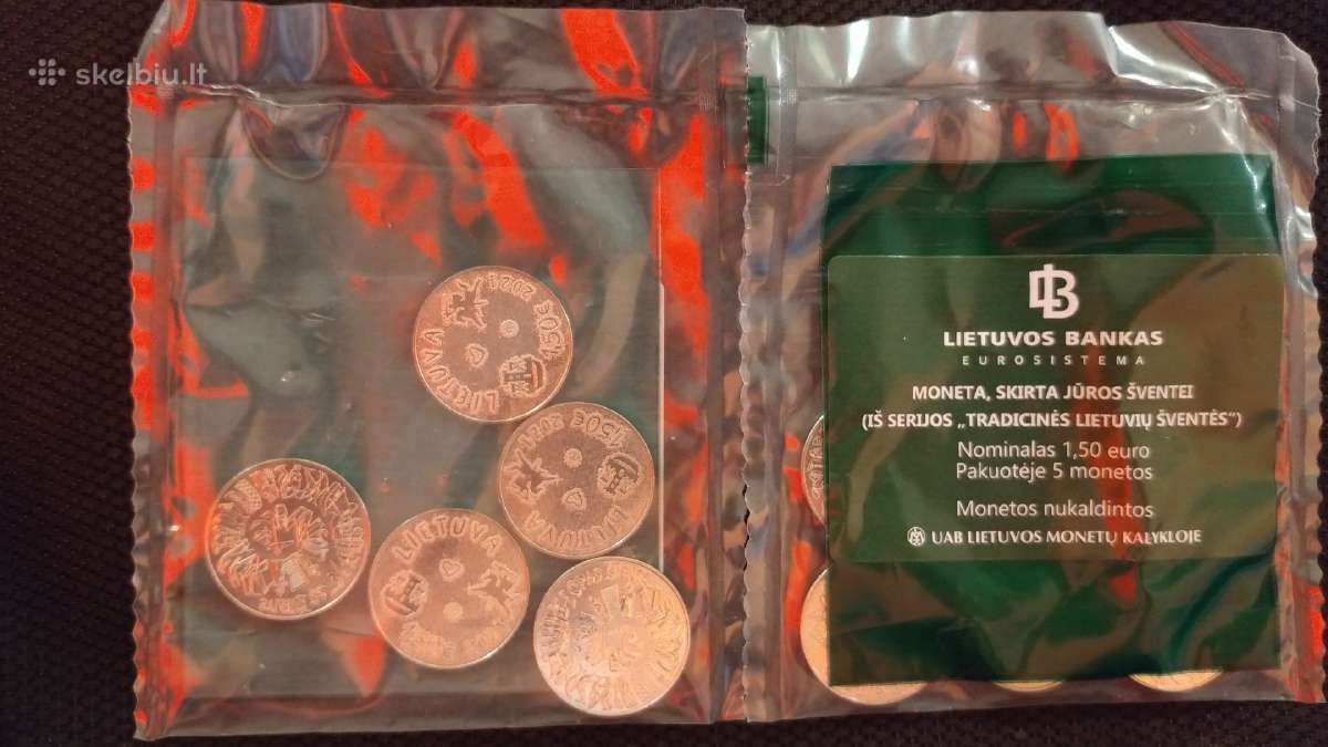 1.50 euro moneta, skirta Jūros šventei (5vnt)