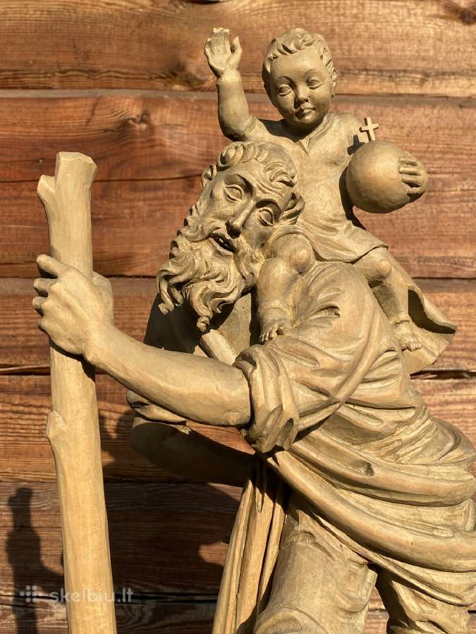 Vilniaus miesto simbolis Šv. Kristoforas medinė sk - nuotraukos Nr. 5