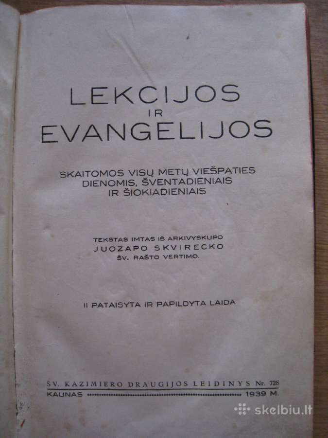 Lekcijos ir evangelijos 1939 m. Kaunas / *Kd*