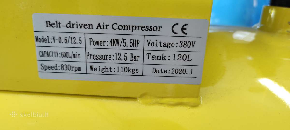 Galingas trifazis oro kompresorius 120l, 600l/min - nuotraukos Nr. 5
