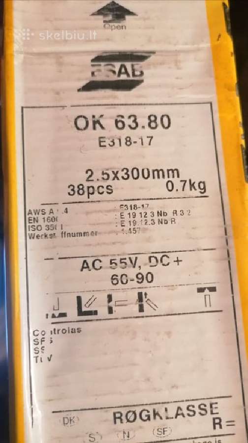 Esab elektrodai ner. plienui Ok 63.80 - nuotraukos Nr. 3