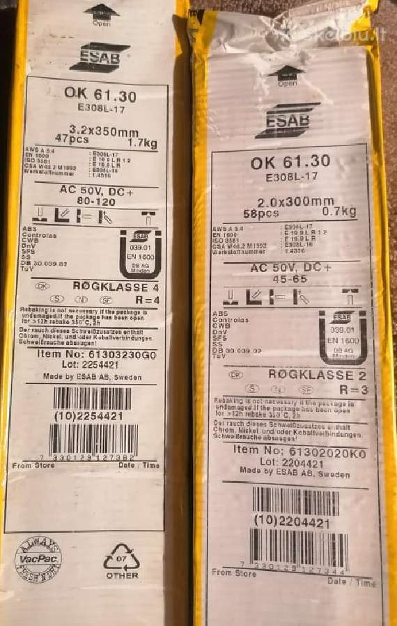 Esab elektrodai ner. plienui Ok 61.30