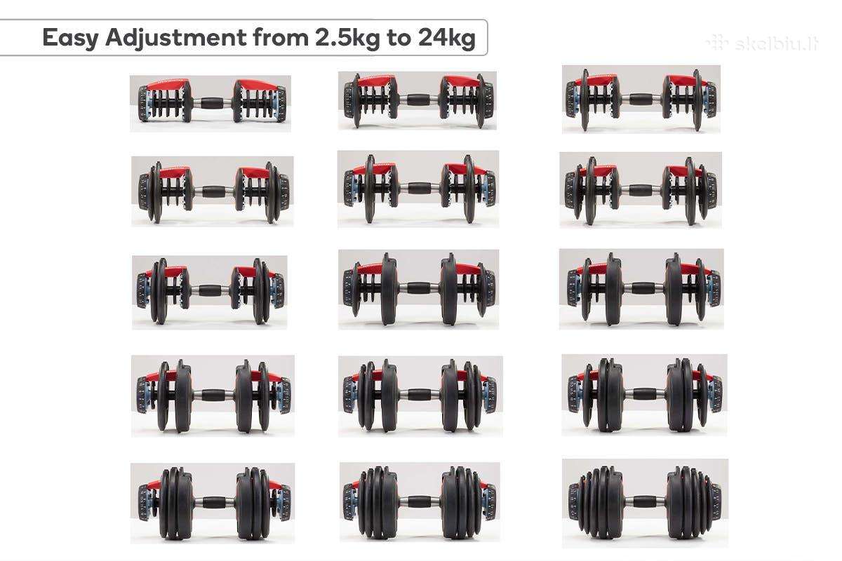 Reguliuojami hanteliai 2x24kg - nuotraukos Nr. 3