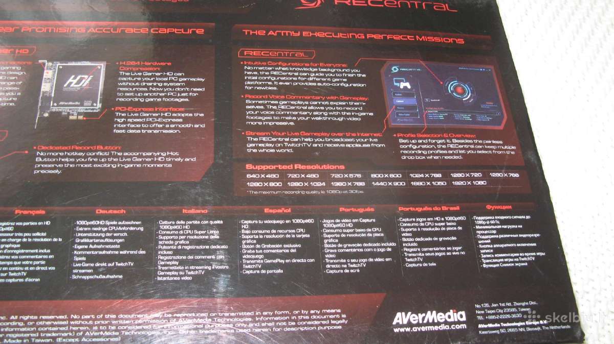 Avermedia Live Gamer HD Recentral , modelis C985 - nuotraukos Nr. 9