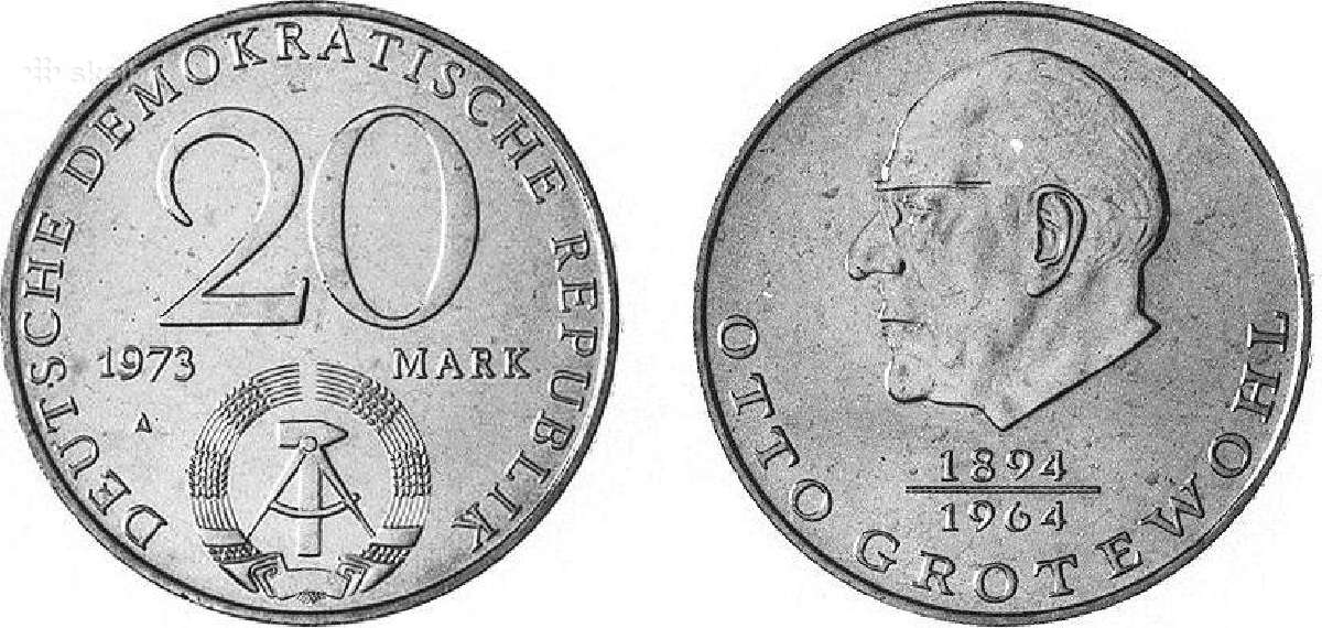 Vokietija 1973 ddr otto grotewohl 20 mark