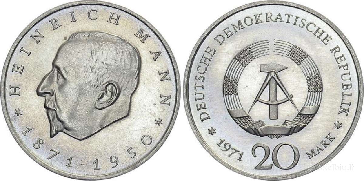 Vokietija 1971 Ddr Heinrich Mann 20 mark