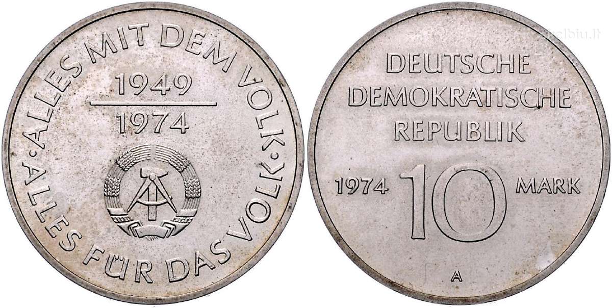 Vokietija 10 Mark 1974 25 Jahre Ddr