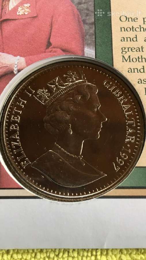 Moneta Gibraltar 1997m. 1 krona, cu-ni - nuotraukos Nr. 2