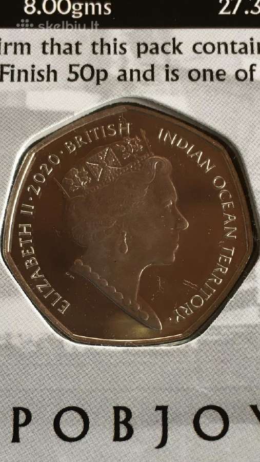 Moneta B.indian O.t. 2020m. 50 pensu, cu-ni - nuotraukos Nr. 2
