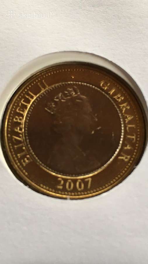 Moneta Gibraltar 2007m. 2 svarai, cu-ni - nuotraukos Nr. 2