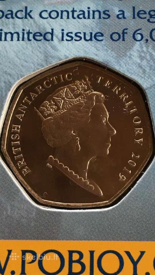 Moneta B.antarctic T. 2019m. 50 pensu, cu-ni - nuotraukos Nr. 2